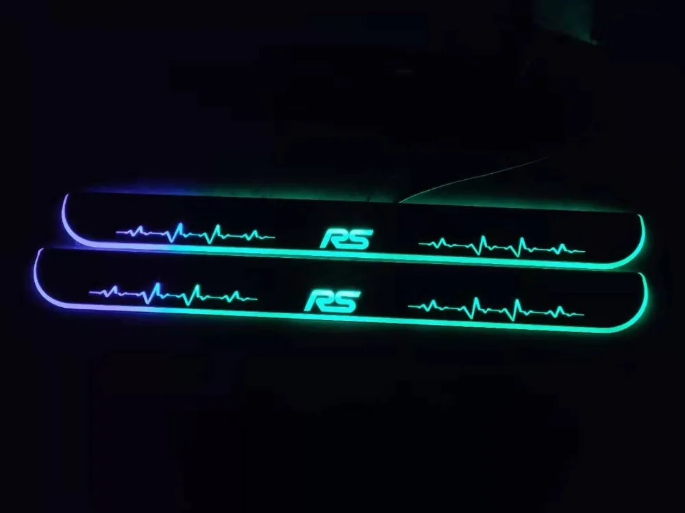 RQXR светодиодный движущаяся дверная Накладка для ford focus rs dynamic дверная Накладка на порог плоский накладной rgb Радужный светильник, 2 шт
