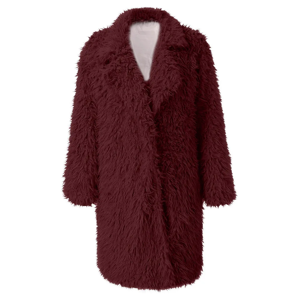 Elegant Long Faux Fur Coat Women Autumn Winter Warm Artificial Wool overcoat Female Plush Overcoat Casual Teddy Outwear