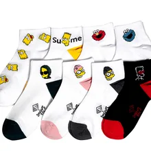 Носки унисекс для мужчин и женщин с героями мультфильмов Симпсон Улица Сезам короткие носки Симпсоны красивые хлопковые носки кавайные женские носки для мужчин