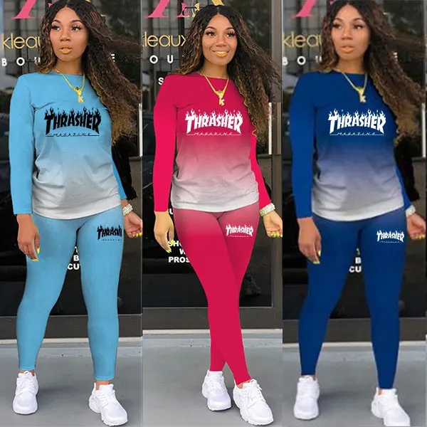 

Two Piece Set Tracksuit Long Sleeve Pullover T-Shirts Tops+Jogging Pants Sweat Suit for Women Clothes Matching Set Outfits 5XL