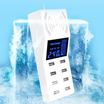 

8 Port Office Practical Digital Display Wireless Fast Charger Power Adapter USB HD ABS Portable Home Broadband High Current