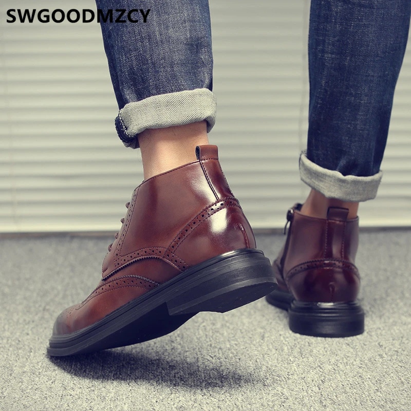 winter boots men corporate shoes leather boots mens dress boots Coiffeur brogue shoes men classic formal dress erkek ayakkabi
