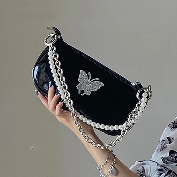 

Fashion Butterfly Design Baguette Bag For Women Handbags And Purse Female Small Armpit Shoulder Bag Ladies PU Subaxillary Totes