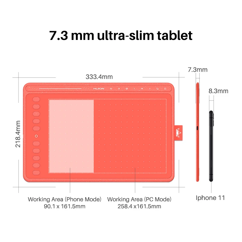 Comprimidos de Desenho Barra de Mídia Caneta com Função de Inclinação Huion Cores Tablet Gráfico Caneta Digital Multimídia Chaves Bateria-livre 3 Hs611 - Imagem 4