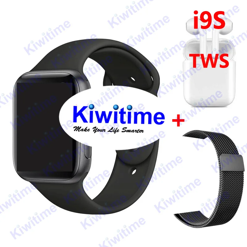 IWO 12 Смарт-часы 40 мм 44 мм Bluetooth Смарт-часы чехол для Apple iOS Android монитор сердечного ритма умные часы - Color: Black n Milan n i9s