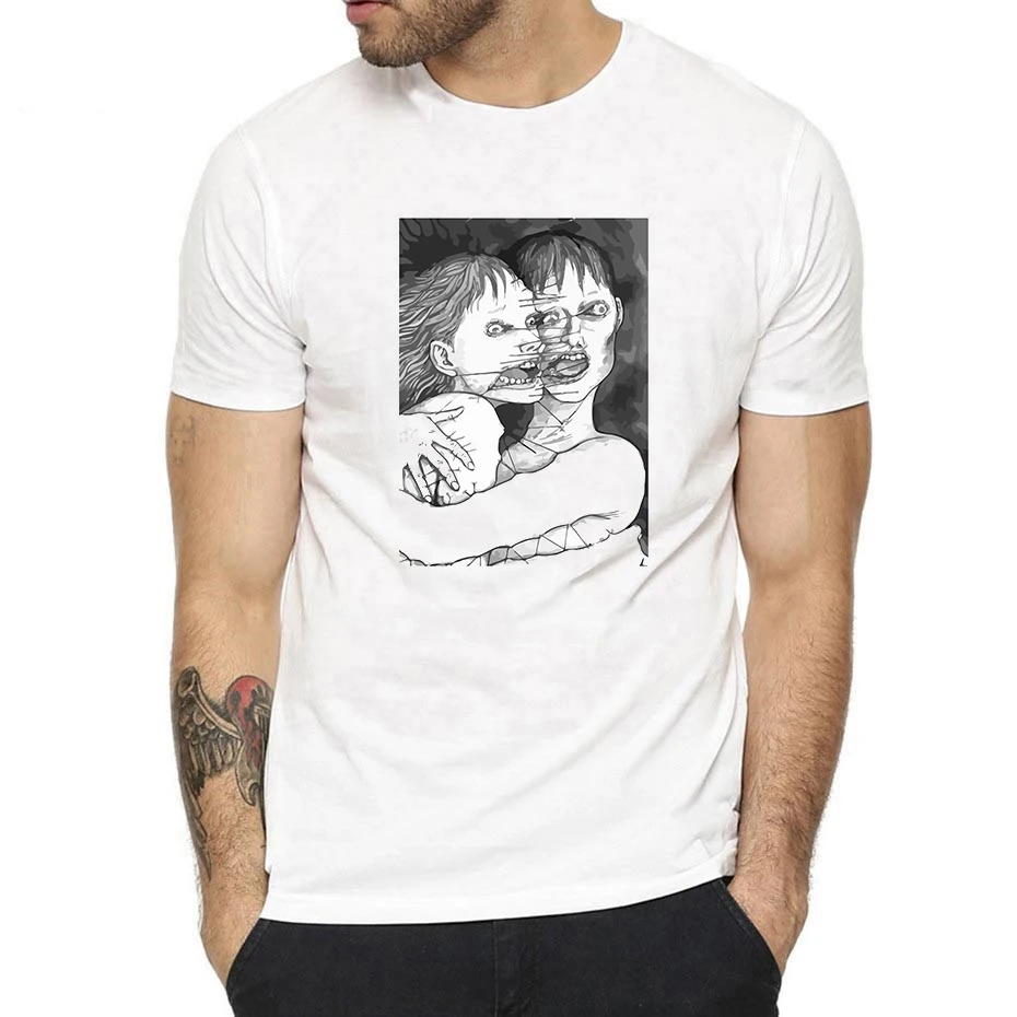 Модные летние мужские повседневные футболки Узумаки Джунджи Ito ужас Футболки с