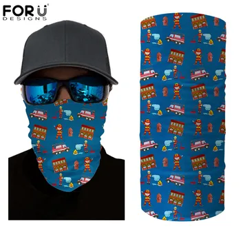 

FORUDESINGS Cartoon Firemen Sun UV Resistence Scarfs Ladies Multi-use Balaclava Blue Magic Scarf Face Neck Gaiter Snood Bandnas