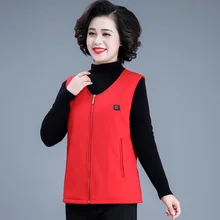 Зимний теплый нагревательный жилет перезаряжаемый вязаный электрический жилет из чистого хлопка умный USB Мужской Женский V воротник электрическая одежда