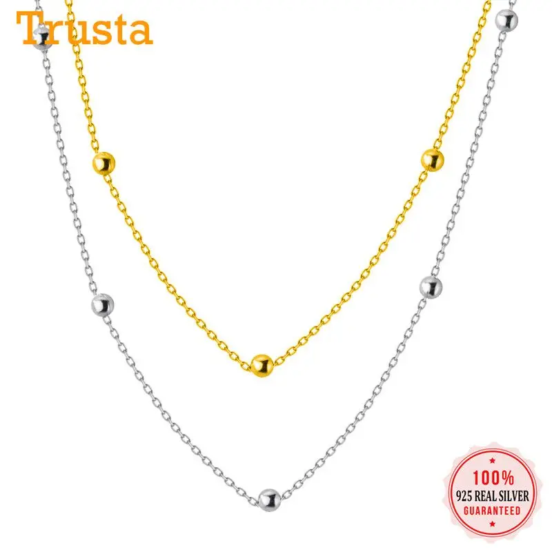 Женское ожерелье из серебра 925 пробы с маленькими бусинами | Украшения и