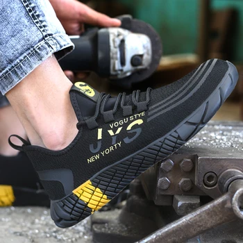 

Men's Light Weight Outdoor Plus Size steel Toe Anti Smashing Working Shoes Men Puncture Proof Safety Boots Shoes