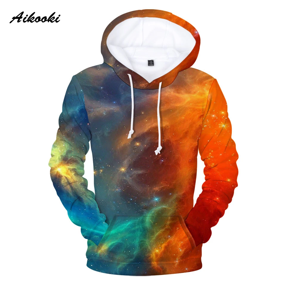 Aikooki Yellow And Blue 3D Fire autumn Men Sweatshirt Women Hoodies outwear Winter Handsome Hooded