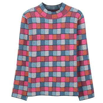 

Runway Contrast Color Knitting Winter Sweater Women Hollow Out Striped Pullovers Female Elegant Streetwear Plaid Autumn Jumper