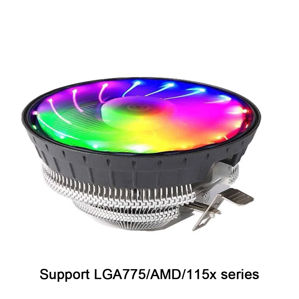 3pin Процессор охлаждающий вентилятор Cooler RGB светодиодный Красочные для компьютера ПК тихий беззвучный охлаждающий вентилятор для Intel LGA 775 1150 1155 1156 AMD AM4 - Цвет лезвия: RGB Cooler