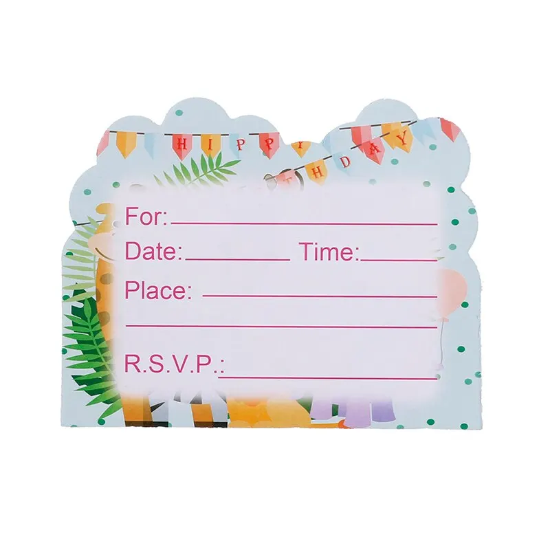 10pcs X Safari Theme Invitations Cards Kids Birthday Wedding Party Invitations