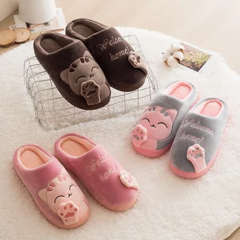 

Women Men Cotton Slipper Lovely Cartoon Non-slip Soft Winter Warm Flip Flop Shoes Warm Indoors Bedroom Floor Slippers