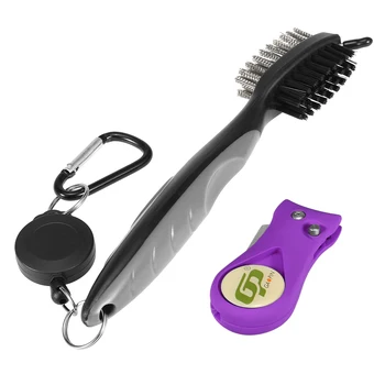 

Golf Club Brush Divot Set Golf Club Cleaner with Zip-line Carabiner Golf Green Fork Removable Golf Marker Golf Repair Tool Kit