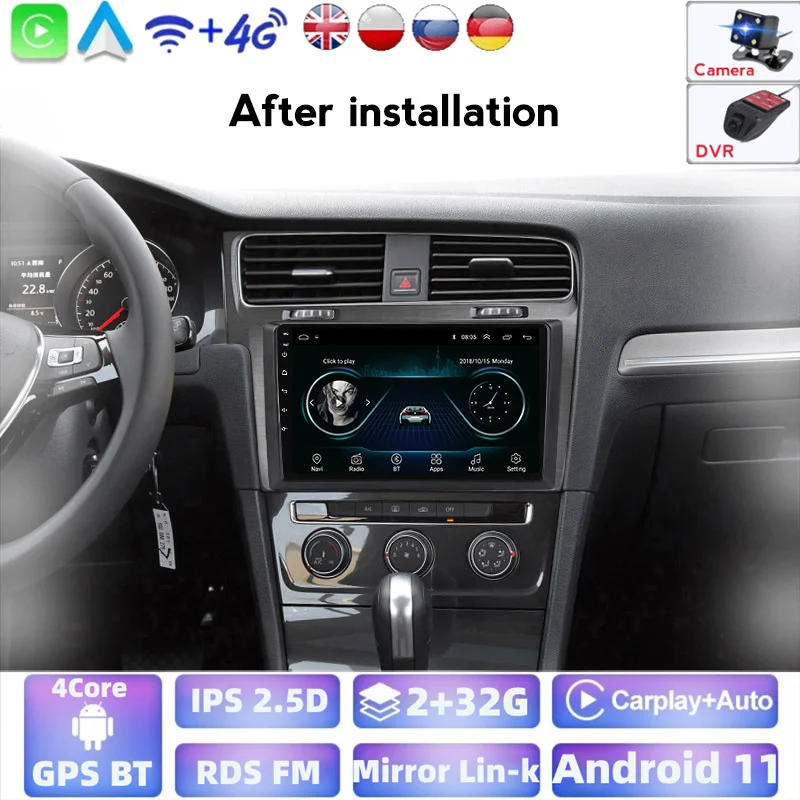 4 Core Car Dvd Multimedia Player For VW Volkswagen Golf 7 Bt Wifi Gps Audio Radio Stereo Support DVR Back Up Camera Carplay | Автомобили и