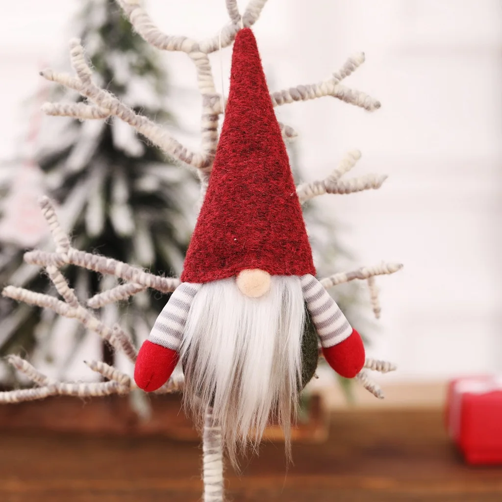 Рождественские украшения для рождественской ёлки Висячие Подвески из ткани кукла лес старая кукла мужчины Рождественская елка украшения старый человек подарок кукла - Цвет: Красный