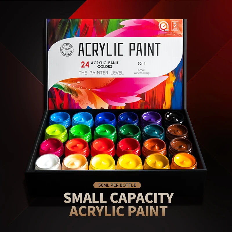 Acrylic Paints Set 12/18/24 Colors Professional 50ml Artist Drawing Painting Pigment Hand Painted Wall Paint Clothes