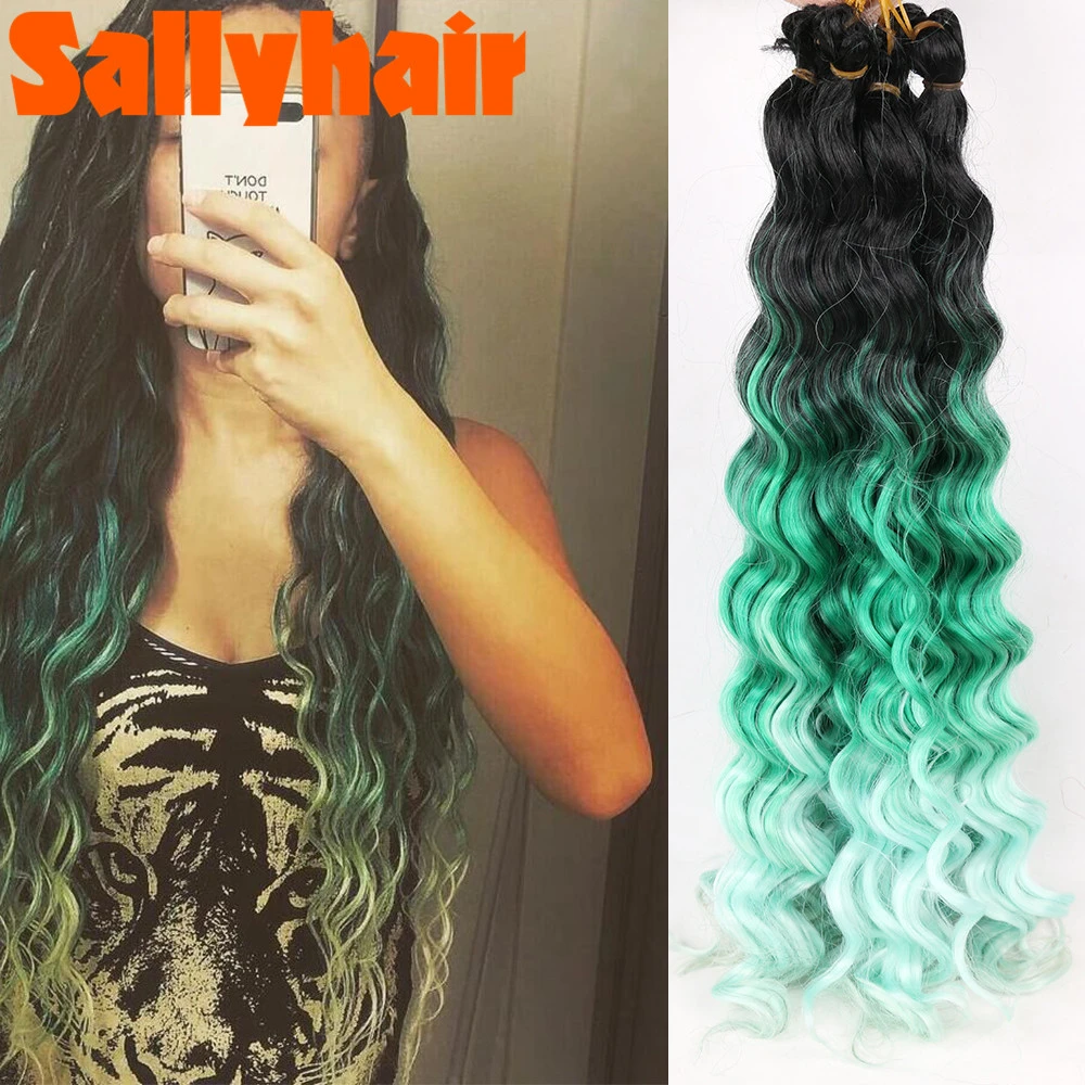 Sallyhair Synthetic 20Inch Deep Wave Curls Ombre Braiding Hair Extensions Water  Wave Crochet Braids Hair Bundles Bug 80g/pack| | - AliExpress