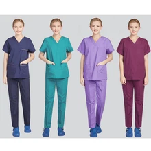 13 цветов, Медицинские костюмы, униформа медсестры с v-образным вырезом, клиническая форма, Женский лабораторный хирургический костюм, медицинская форма, Мужская хирургическая шапка