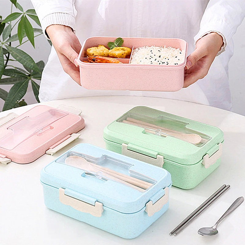 1000ML Healthy Lunch Box Wheat Straw Bento Box Microwave Food Storage  Container