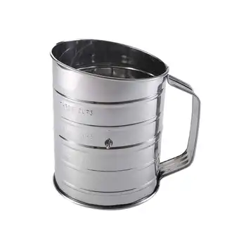 

Hand-Operated Oblique Mouth Scale Flour Sieve Stainless Steel Cup Flour Sieve Sugar Mesh Strainer Baking Kitchen Tool