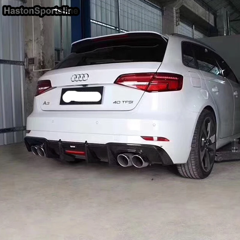 Для Audi S3 Hatchback из углеродного волокна диффузор губа на задний бампер 2017 ~ 2019