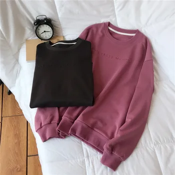 

Yeeloca Autumn Sports Letter Embroidered Loose Sweatershirt Female Streetwear Cotton All-match Casual Pullover Korean Slim Coat