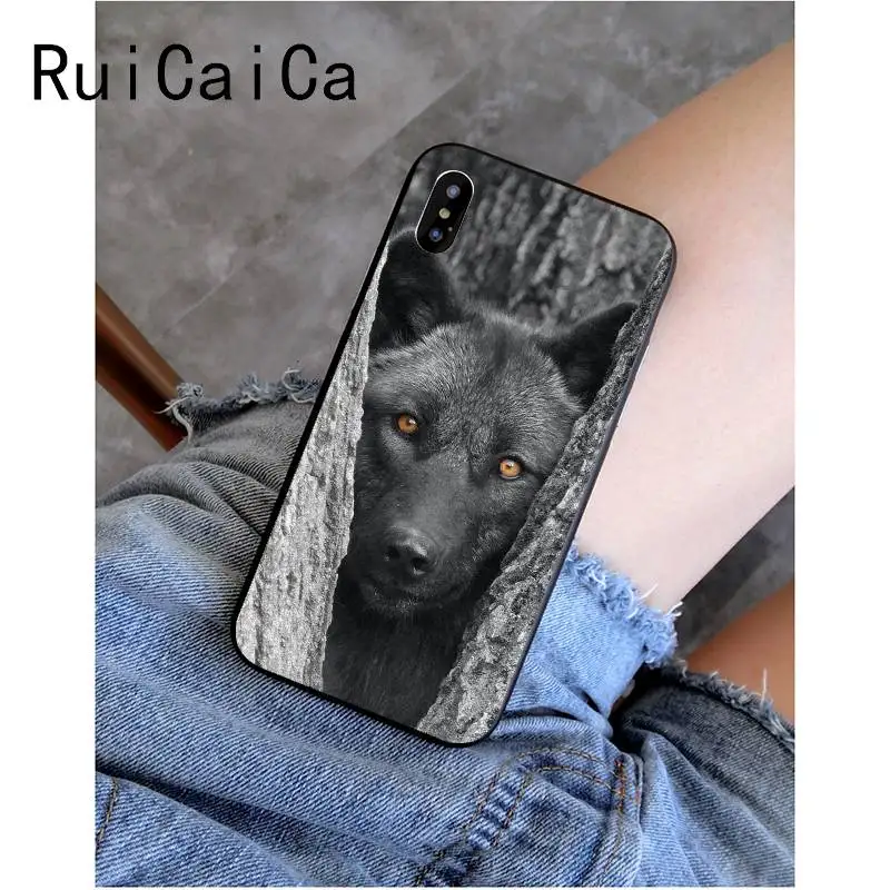 RuiCaiCa черный мягкий чехол для телефона с крутым волком для iPhone 8 7 6 6S Plus X XS MAX 5 5S SE XR 11 11pro 11promax