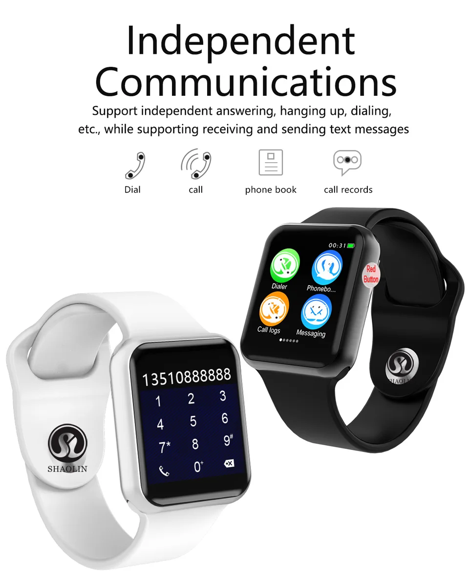 Смарт-часы с 4 подключенными Bluetooth Мужские Женские Смарт-часы для iOS iPhone Xiaomi huawei sony Android Phone Apple Watch(красная кнопка