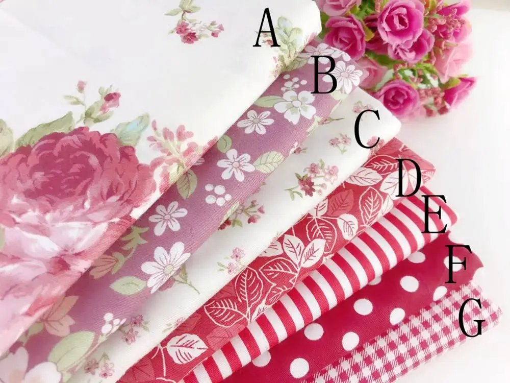 Delicate(50cmx50cm) Red Fat Quarter Bundle cotton Fabric Quilting fabric Home Textile Bedding Sewing Doll Cloth DIY
