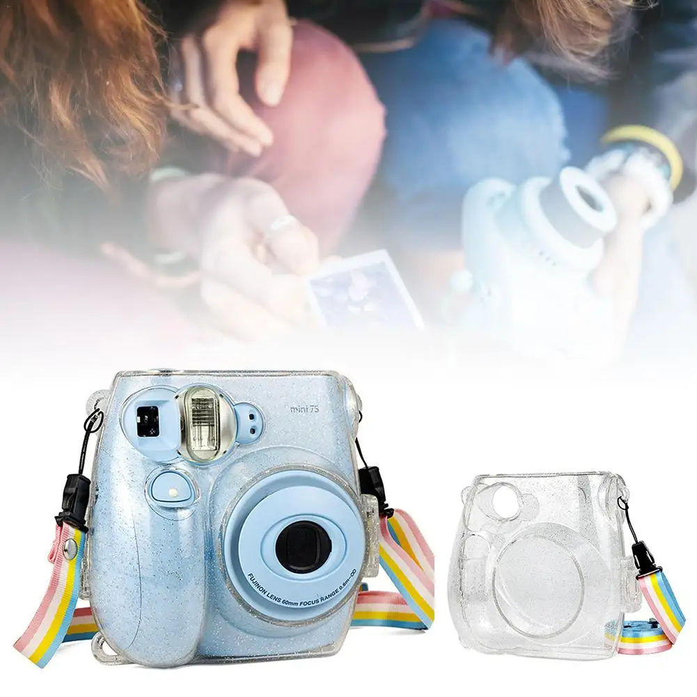 Розовый фотоаппарат Polaroid Защитный чехол с отделкой прозрачными стразами Крышка для Fuji Instax Мини-пленка для фотоаппаратов моментальной печати 7s 7C