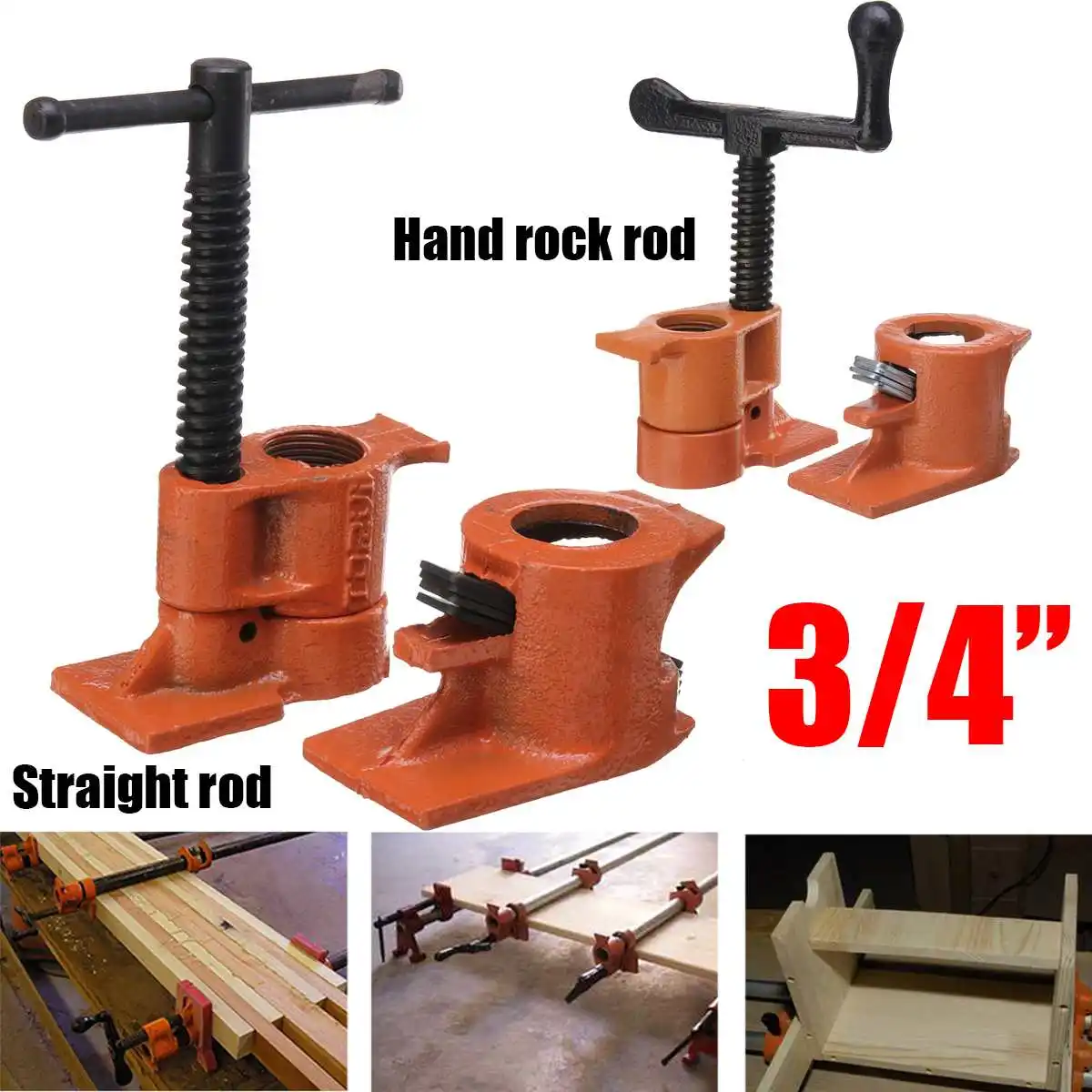 3pc 3/4 inch PIPE GLUING CLAMP SET Heavy Duty New Glue Clamps  C " bar spring 