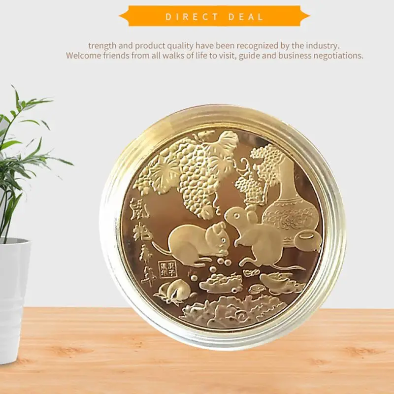 

Year of the Rat Commemorative Coin Chinese Zodiac Souvenir Challenge Collectible