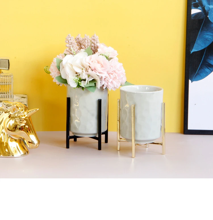 VILEAD 8,6 см 12 см железная керамическая гидропонная ваза статуэтки скандинавский цветочный горшок золотое покрытие украшение милое домашнее настольное украшение