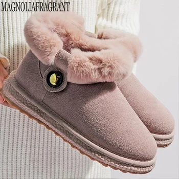 

Short tube snow boots rabbit fur warm winter shoes ladies ankle boots women Plush cotton boots bread shoes bottes feminina y356