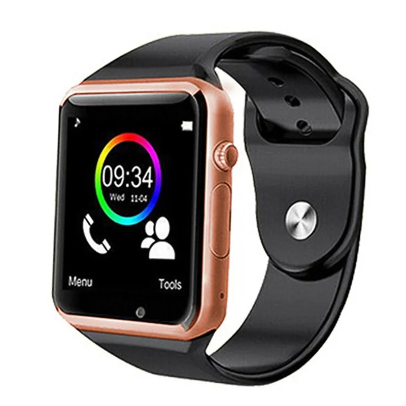 A1 наручные часы Bluetooth Смарт часы Спорт Шагомер с sim-камерой Smartwatch для телефона Android PK T15 GT08 DZ09 Q18 Y1 V8 - Цвет: gold