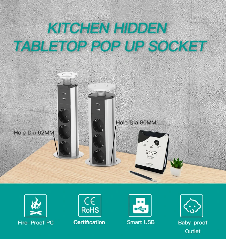 LENGON 16A PULL POP UP 3 розетки питания 2 usb порта зарядки кухонные настольные розетки выдвижные столешницы Столешница EU вилка