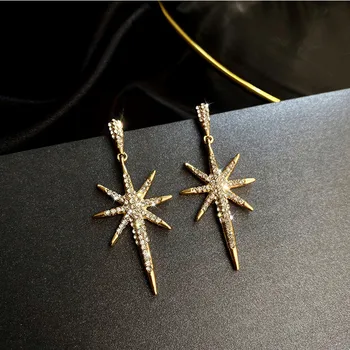 

2020 New fine crystal Star modelling design Drop earrings Korean Hyperbole style Women earrings shiny Jewelry