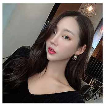 

B362 Europe And America Normcore Style C- Shaped Multilayer Small Ear Stud Ear Stud Geometric Metal Textured Earrings