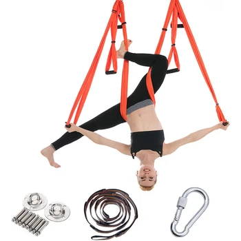 

1 Set of 50 Pieces Aerial Yoga Hammock Indoor and Outdoor Accessories Non-Elastic Fitness Swing Full Set