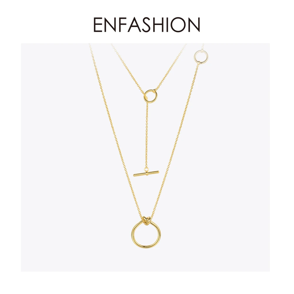 Comprar Collares colgantes de nudos clásicos enmodernos collar de gargantilla de acero inoxidable de color dorado para mujer