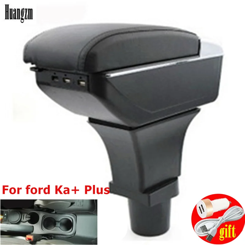 Compatibel met Ford Ka Armsteun Box Auto Armsteun Box Middenconsole Opbergdoos Interieur Retrofit USB Auto Accessoires (Color : A2 black line NO USB
