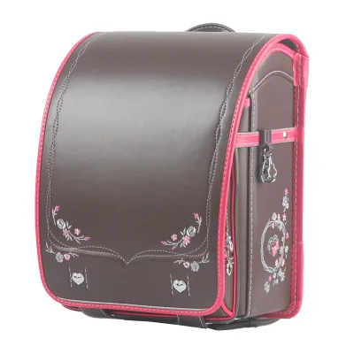 Высококачественная школьная сумка для девочек, Роскошный вышитый рюкзак, японский студенческий ортопедический рюкзак, Детские Школьные Сумки из искусственной кожи - Цвет: black