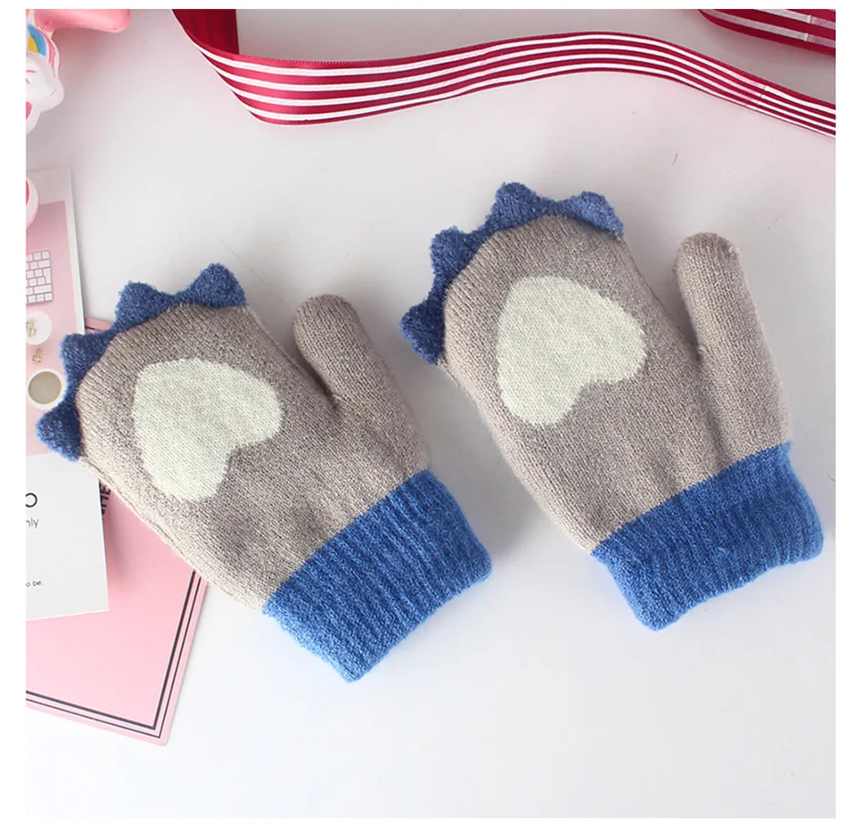 Новые зимние перчатки для детей 1-4 лет, вязаные шерстяные толстые перчатки для мальчиков и девочек, бархатные теплые уличные перчатки
