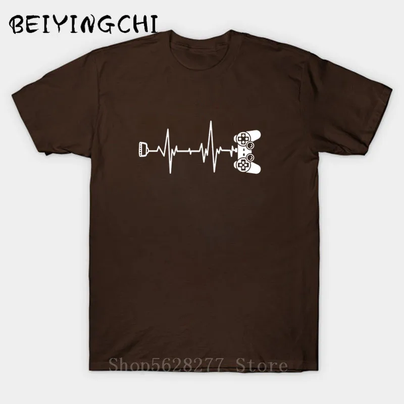 Интересные геймера сердцебиение футболки для мужчин PS XBox игры Электрический