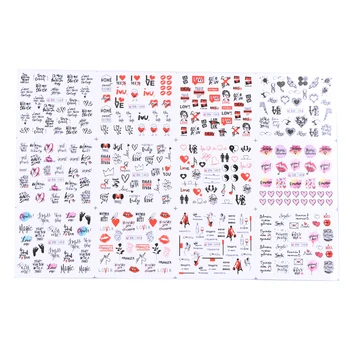 

Trendy Water Transfer Nail Stickers DIY Valentine's Day Red Lips Love Heart Nail Art Decals