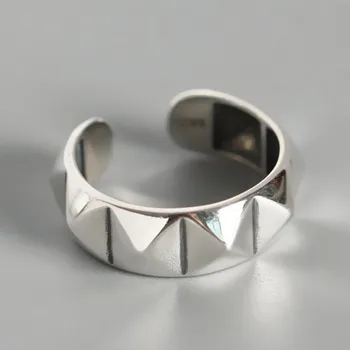 YIZIZAI Temperament Glossy rhombus Ring Opening Ring Silver Color Ring Jewelry For Women Gifts Party 1