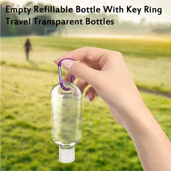

10 pcs empty Transparent Bottle Capacity 60ml Travel Plastic Clear Keychain Bottles Leakproof Empty Containers Flip Cap 2020